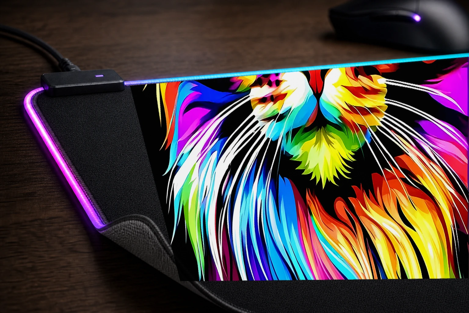 Cat RGB Desk Mat controller and material detail