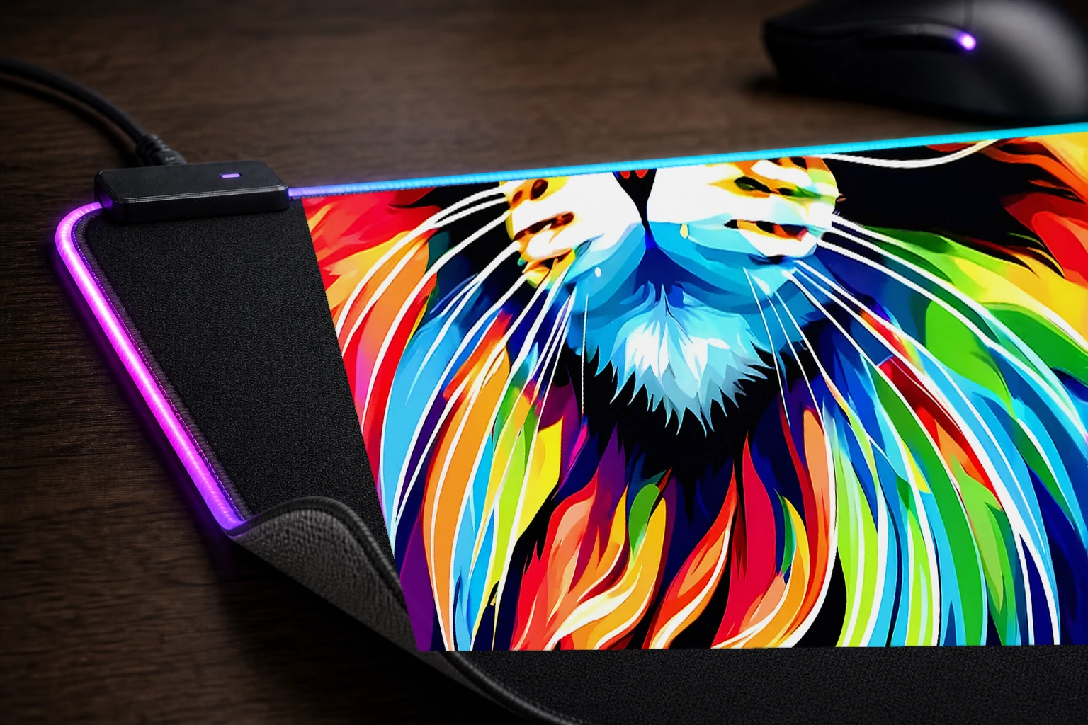 Cat RGB Desk Mat controller and material detail