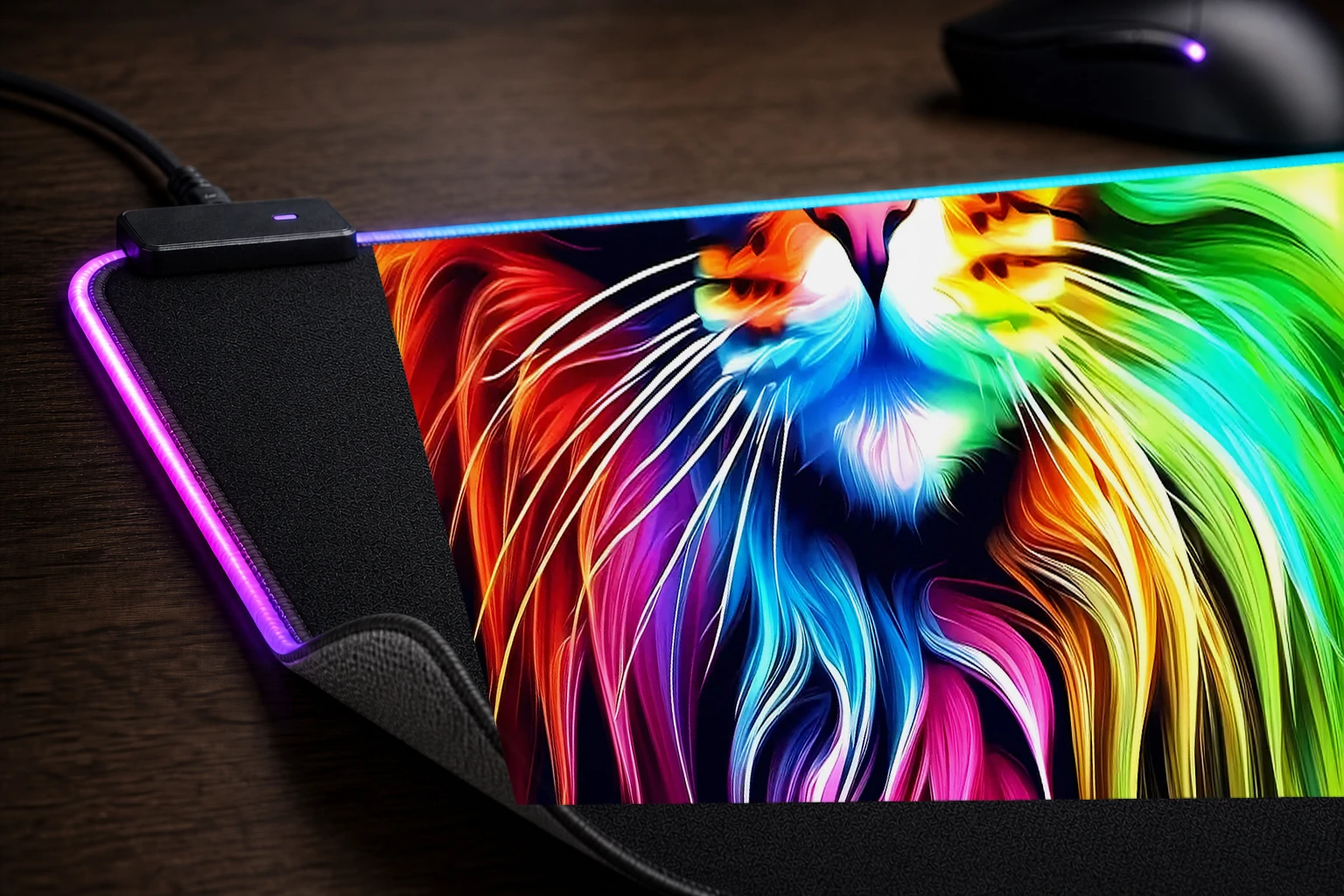 Cat RGB Desk Mat controller and material detail