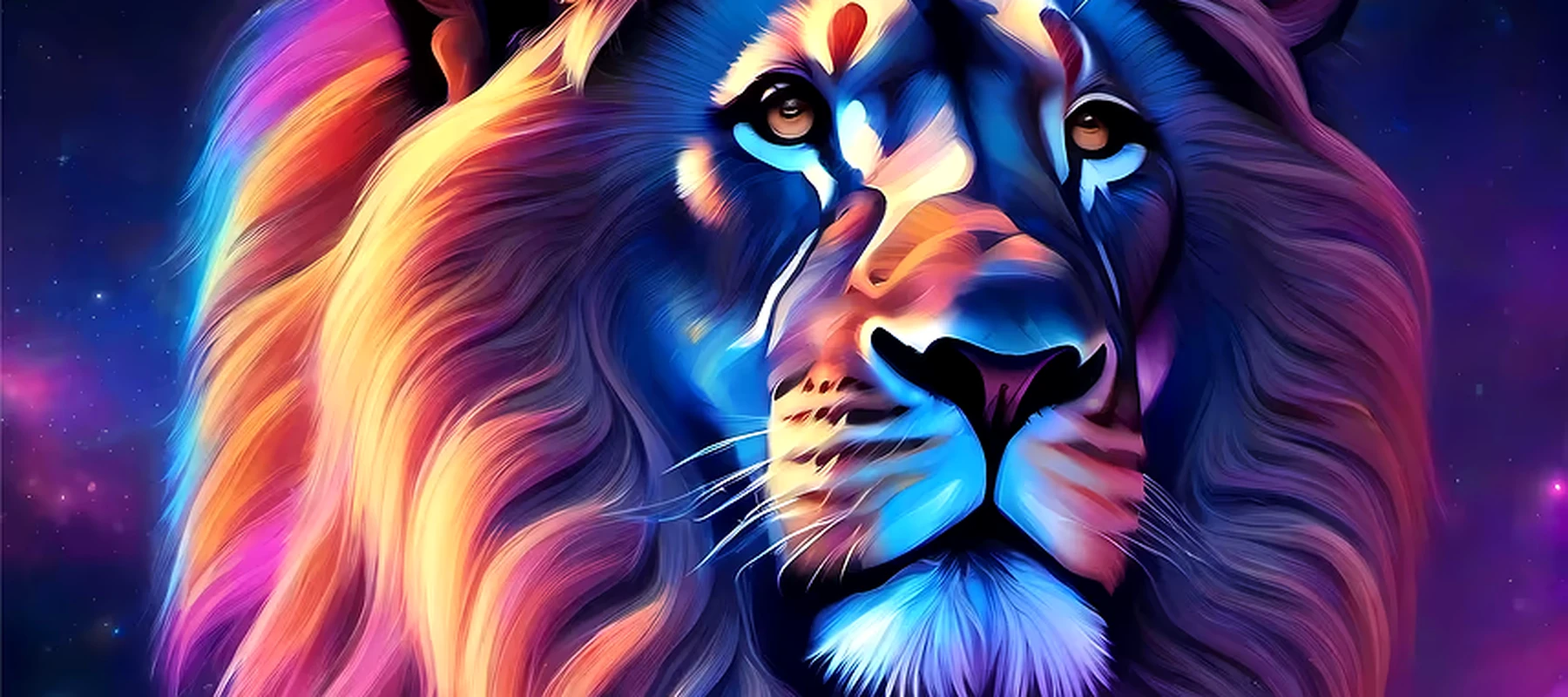 Space Lion RGB Desk Mat full-width design preview