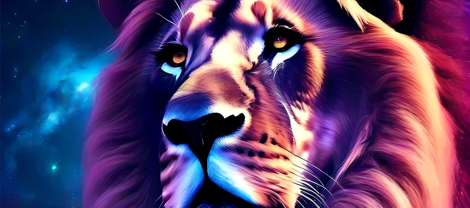 Space Lion RGB Desk Mat full-width design preview