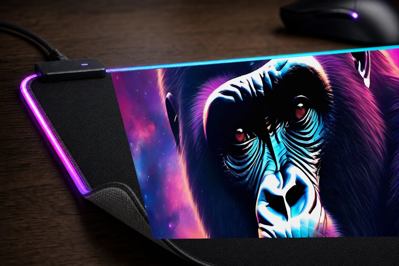 Space Gorilla RGB Desk Mat controller and material detail