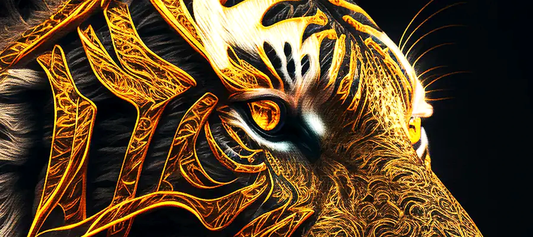 Portrait Mystic Tiger RGB Desk Mat full-width design preview