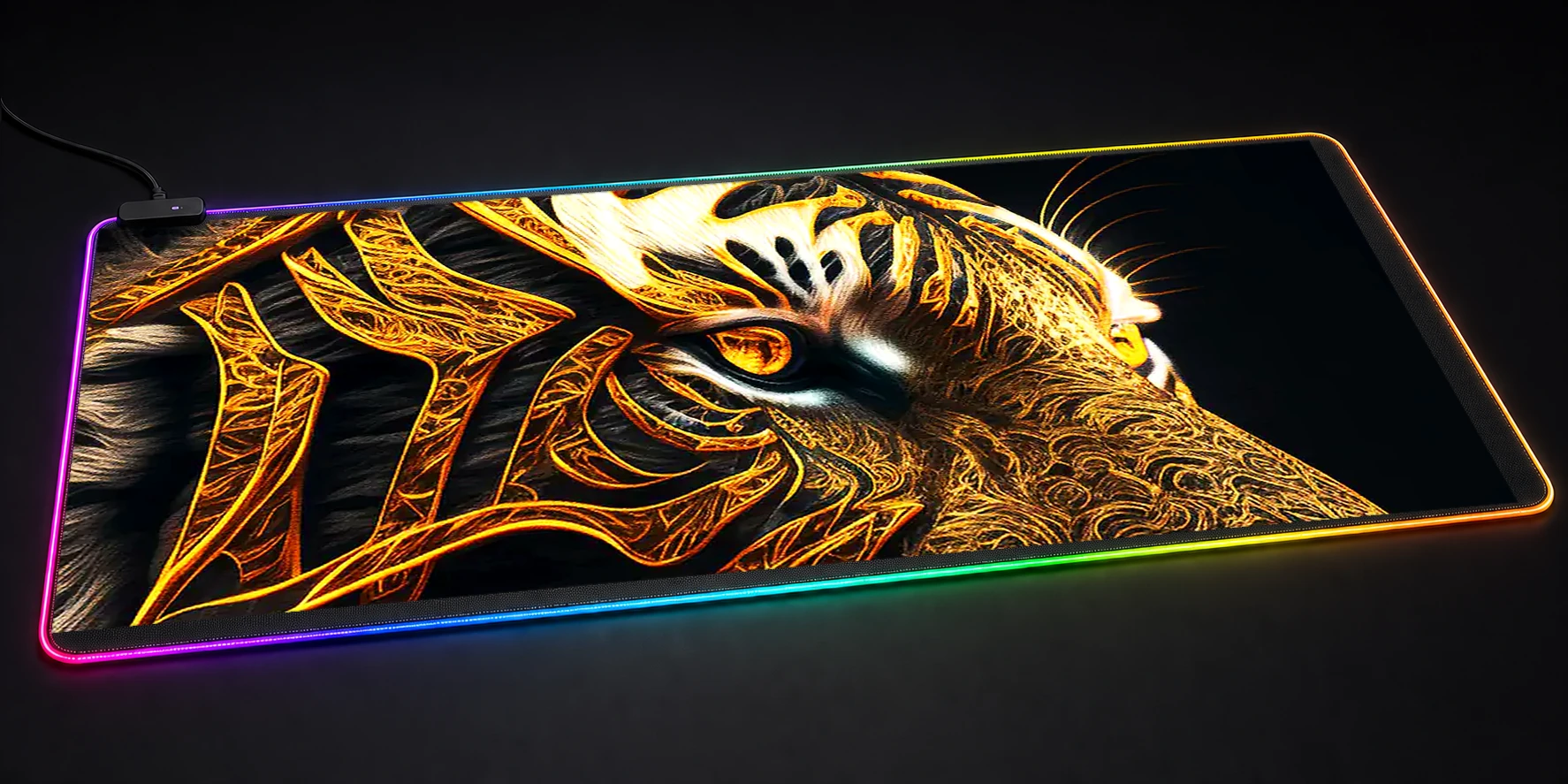 Portrait Mystic Tiger RGB Desk Mat RGB desk mat