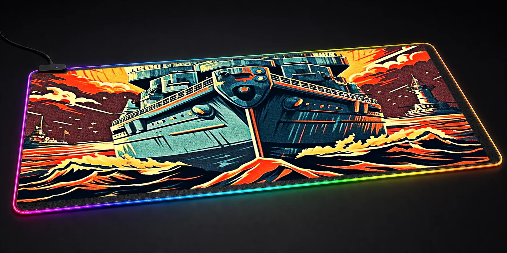 Vintage Warships RGB Desk Mat RGB desk mat