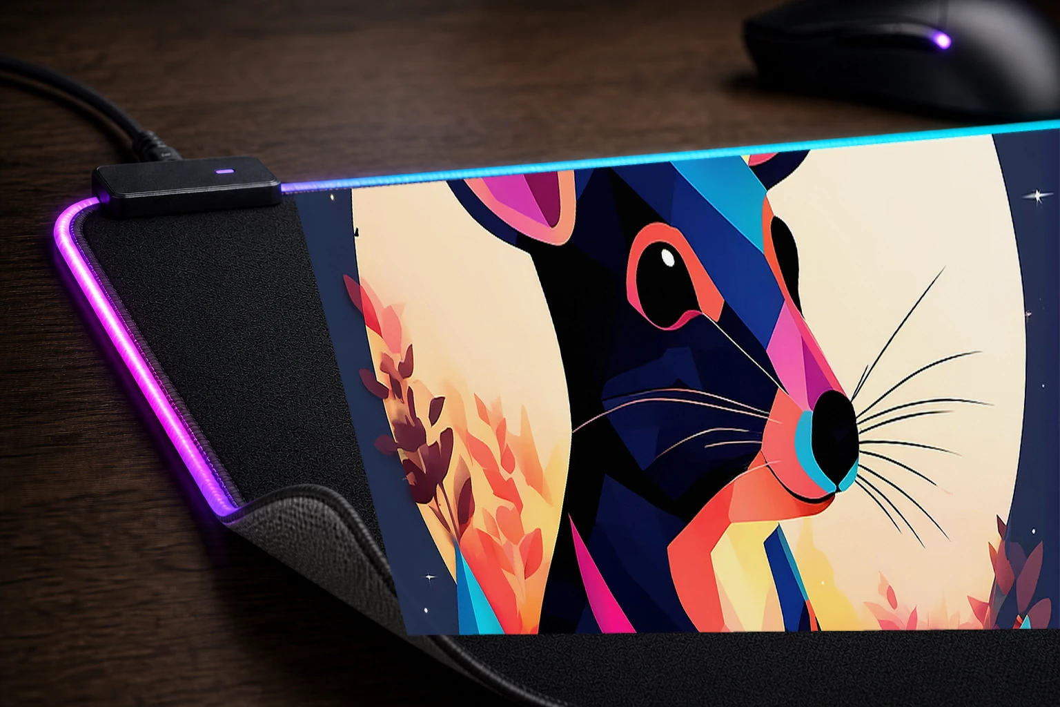 Rabbit RGB Desk Mat controller and material detail