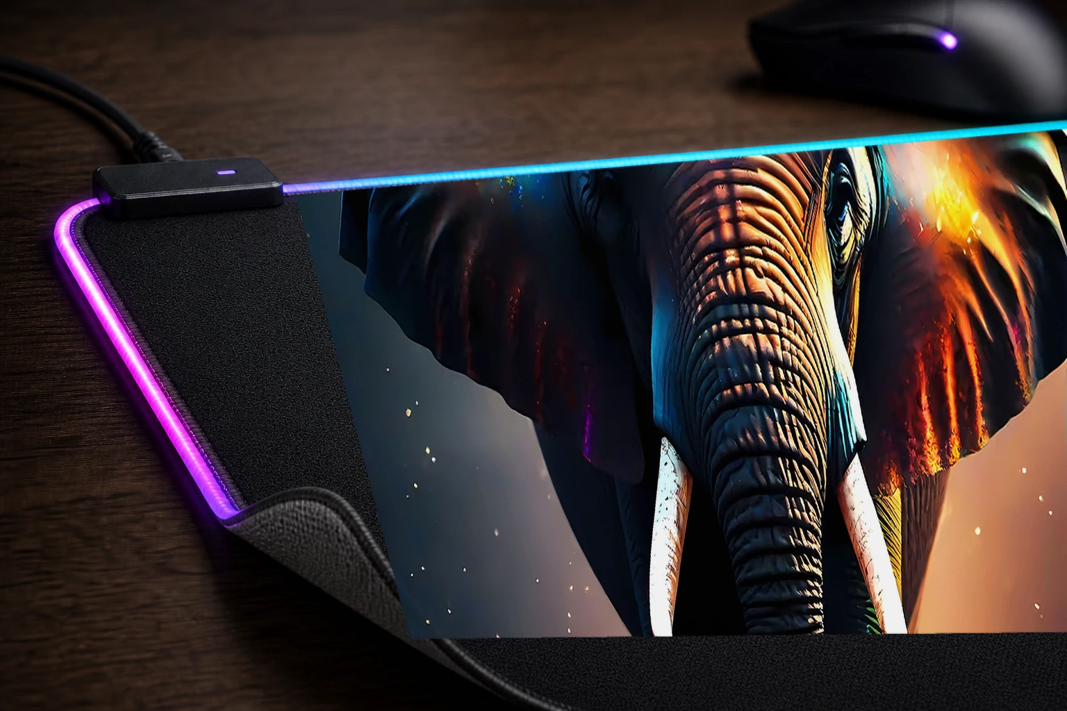 elephant RGB Desk Mat controller and material detail