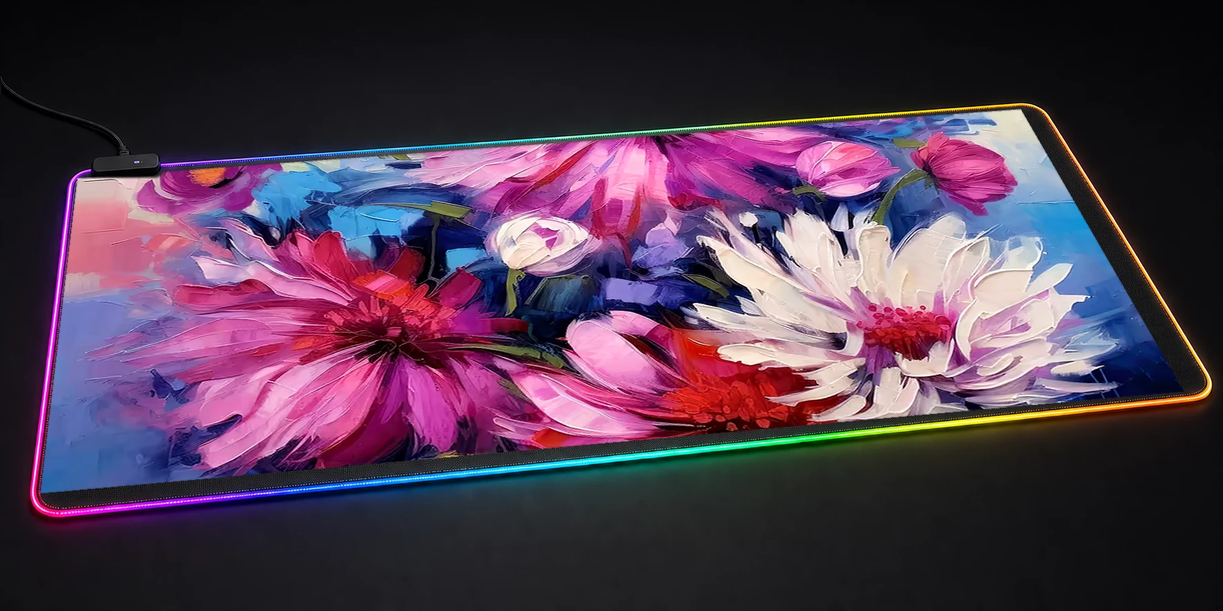 flower art RGB Desk Mat RGB desk mat