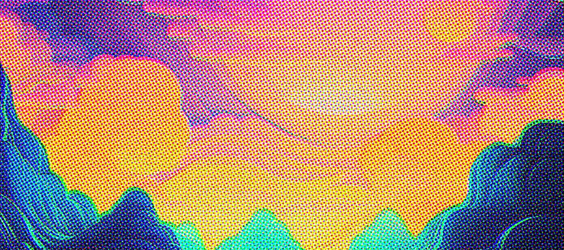 Line Art Neon Nature RGB Desk Mat full-width design preview