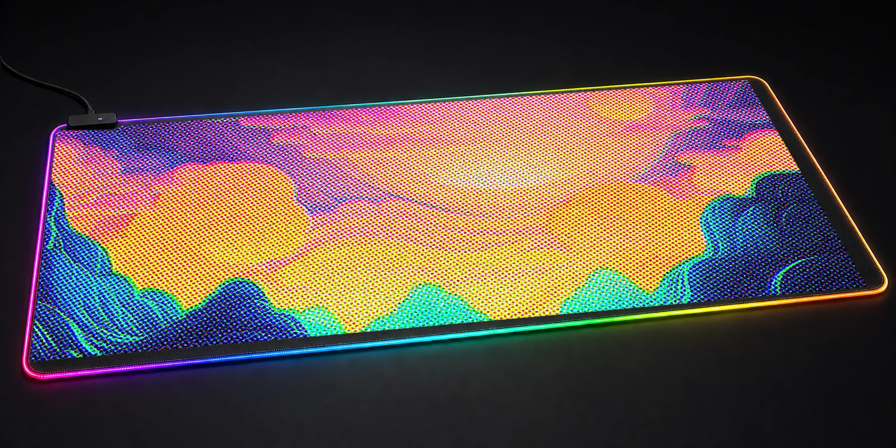 Line Art Neon Nature RGB Desk Mat RGB desk mat
