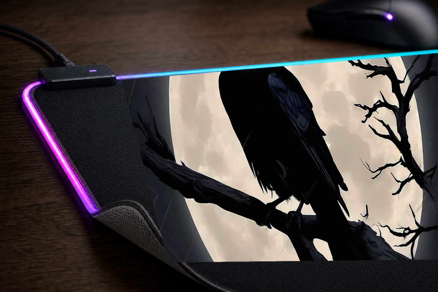 Crow RGB Desk Mat controller and material detail